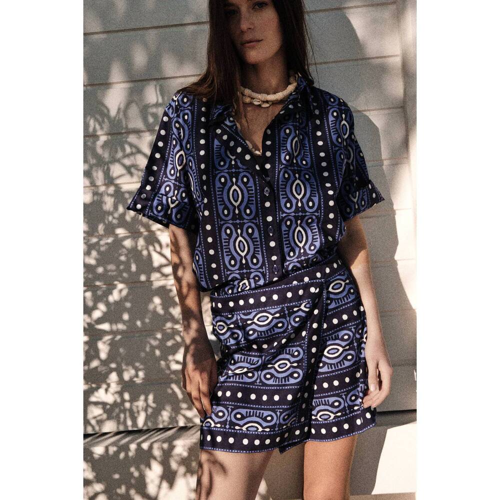 NEW JOHANNA ORTIZ salty promises shirt in navy/ ecru
